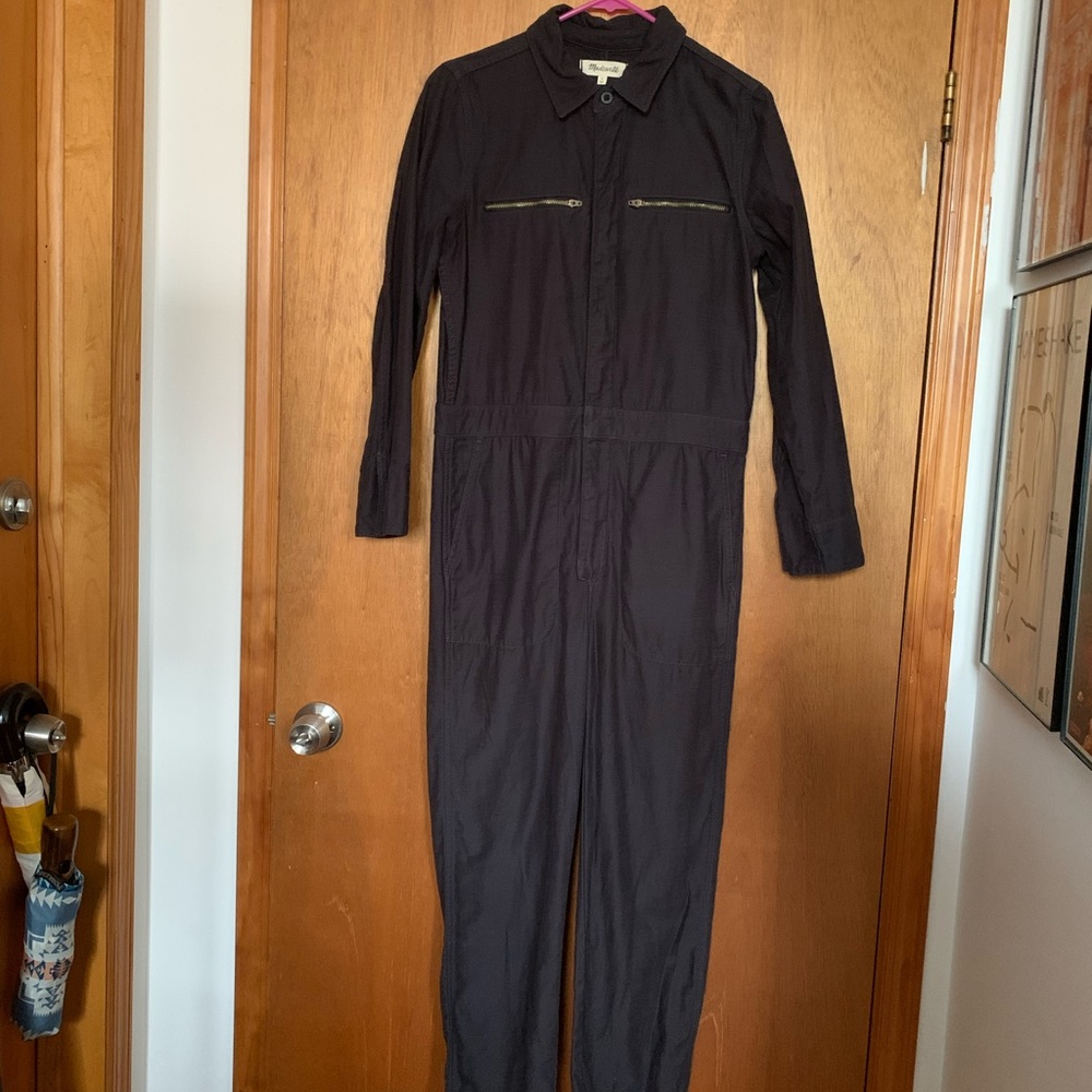 EUC Madewell Zip Pocket Coverall Jumpsuit Black Small S - Worn Once